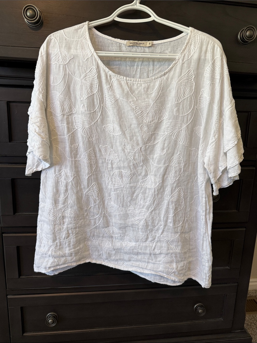 Embroidered White Scoop-Neck Tunic